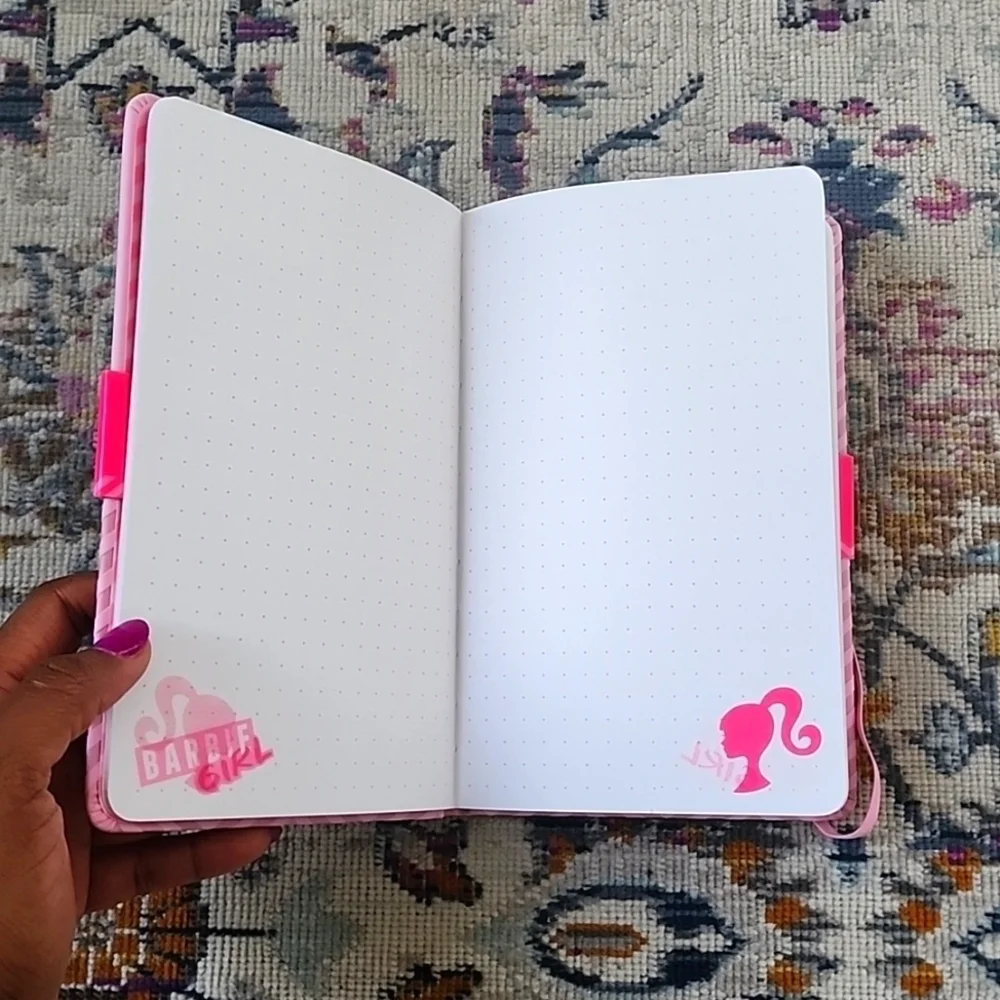 NWT, Barbie Pink Journal Diaries Notebook Drawing Pad Vegan Leather Secret Book
